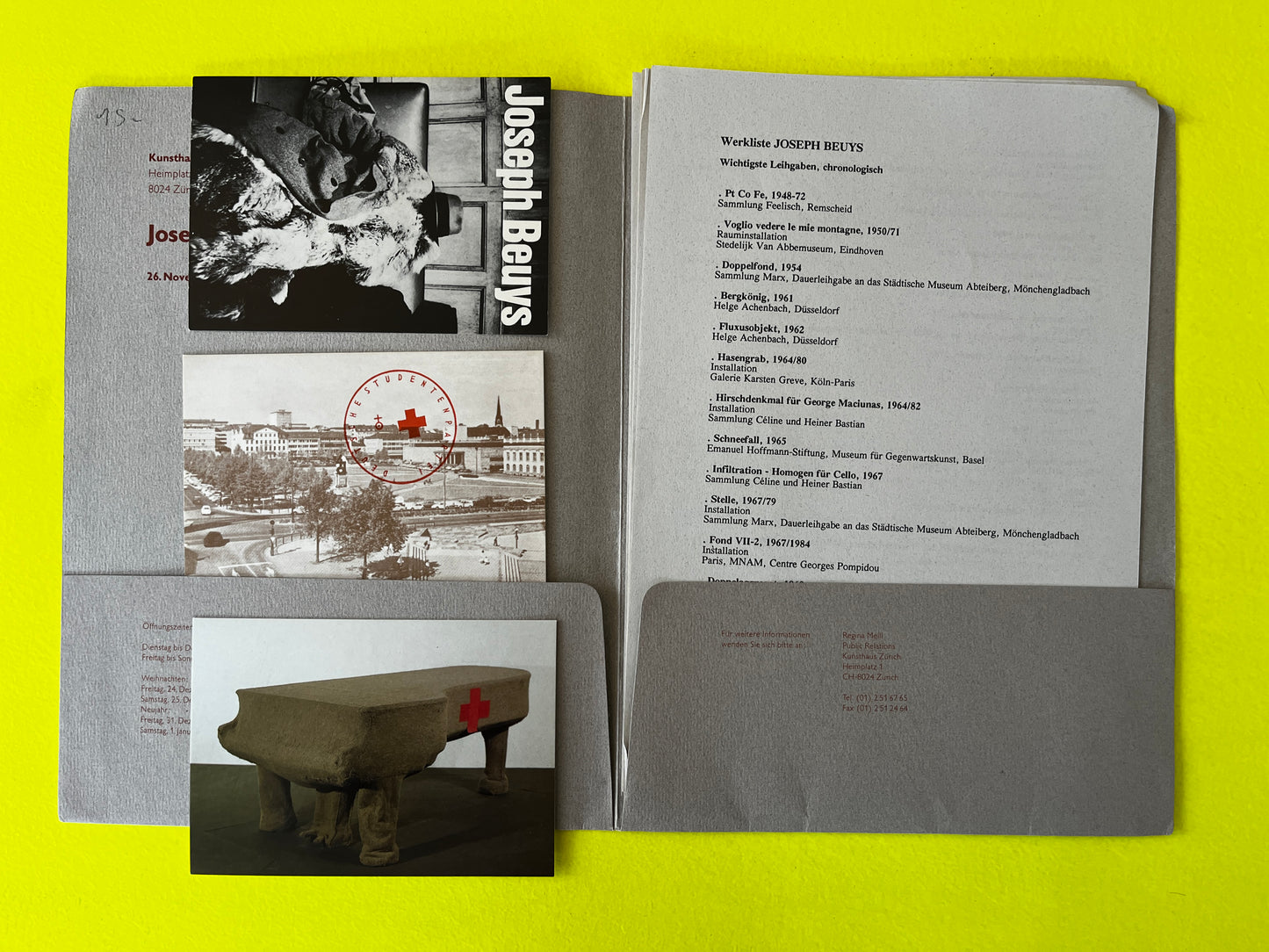 Joseph Beuys - Exhibition Folder Kunsthaus Zurich 1994